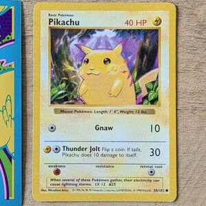 Pikachu Pokemon Card Vintage Base Set 58/102 Shadowless